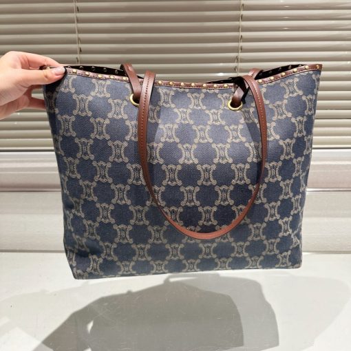 Celine Macadam Denim Tote Bag Indigo Navy Blue 34Cm - Image 7