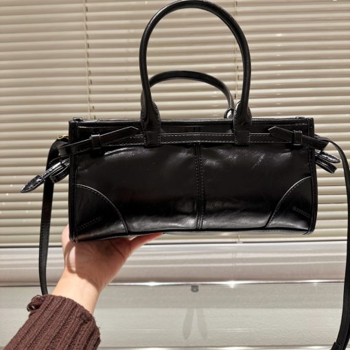 Prada Medium Leather Handbag Black 32cm - Image 4