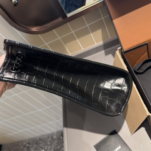 Saint Laurent Niki Shopping Bag In Crocodile Embossed Leather Black 33Cm - Image 4