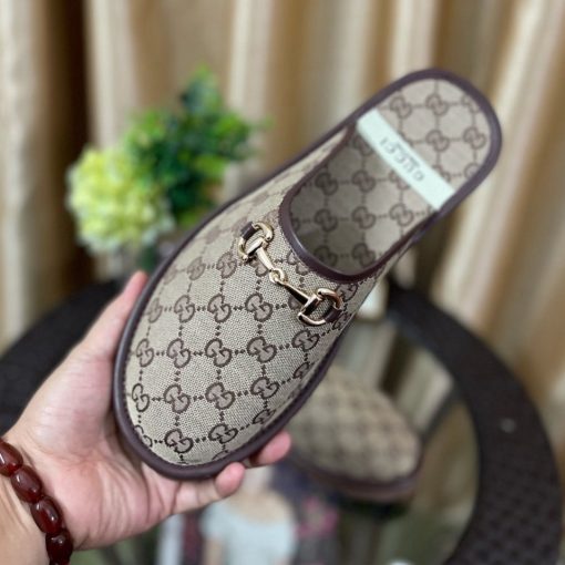 Gucci Gg Slipper Horsebit Canvas Beige 655571 96G60 9762 - Image 5
