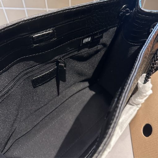 Saint Laurent Niki Shopping Bag In Crocodile Embossed Leather Black 33Cm - Image 5
