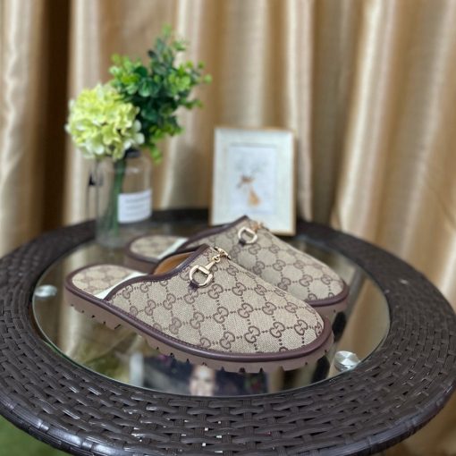 Gucci Gg Slipper Horsebit Canvas Beige 655571 96G60 9762 - Image 6
