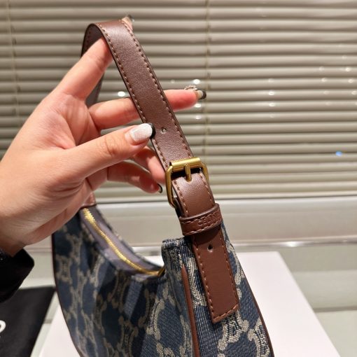 Celine Ava Triomphe Bag Half Moon In Denim Blue 25Cm - Image 8