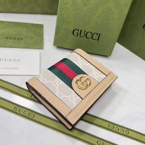 Gucci Ophidia Gg Card Case Wallet Beige And White 523155 Uulag 9682 - Image 10