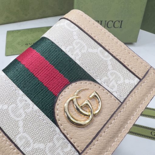 Gucci Ophidia Gg Card Case Wallet Beige And White 523155 Uulag 9682 - Image 5