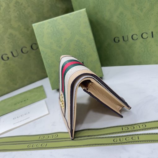 Gucci Ophidia Gg Card Case Wallet Beige And White 523155 Uulag 9682 - Image 3