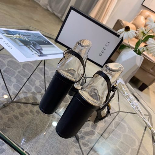 Gucci Gg Leather Heeled Sandal Black - Image 6