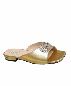 Gucci Gg Crystal Slippers Gold