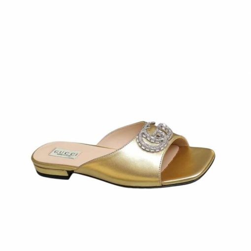 Gucci Gg Crystal Slippers Gold - Image 8