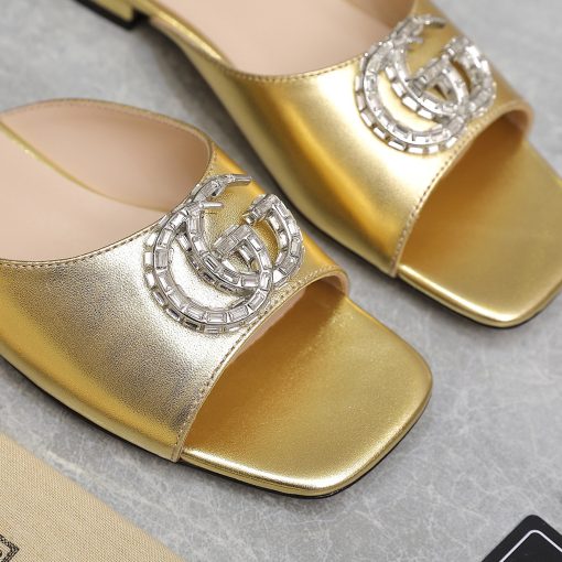 Gucci Gg Crystal Slippers Gold - Image 3