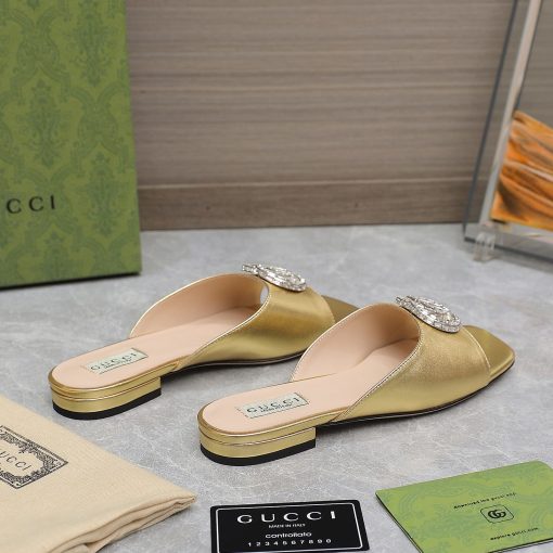 Gucci Gg Crystal Slippers Gold - Image 4