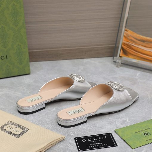 Gucci Gg Crystal Slippers Silver - Image 6
