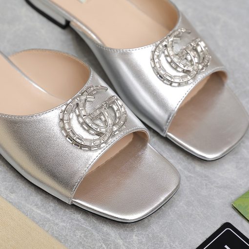 Gucci Gg Crystal Slippers Silver - Image 7