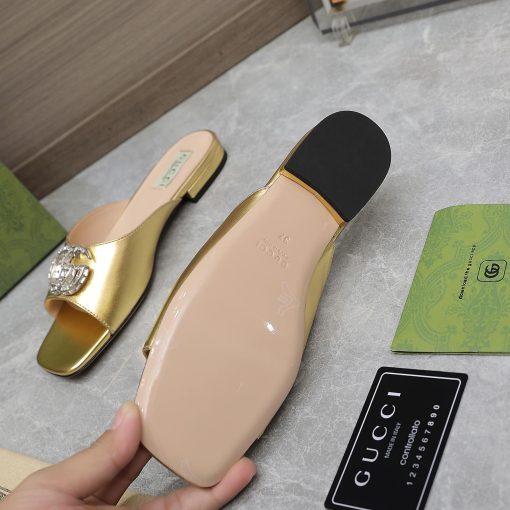 Gucci Gg Crystal Slippers Gold - Image 7