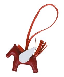 Hermes Rouge Grenat/Cornaline/Bleu Brume Pegasus Horse Rodeo Bag Charm PM