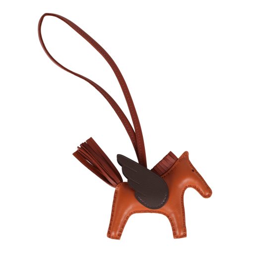 Hermes Pegase Rodeo Bag Charm PM Pain D'Epice/Sienne/Moka Swift & Milo Lambskin - Image 2