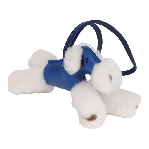 Hermes Budy Charm Bleu France/Bleu Saphir Milo Lambskin/Merino Sheepskin - Image 4