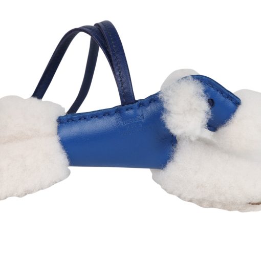 Hermes Budy Charm Bleu France/Bleu Saphir Milo Lambskin/Merino Sheepskin - Image 5
