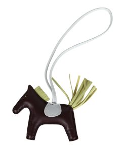 Hermes Rodeo Bag Charm PM Rouge Sellier/Bleu Brume/Jaune Bourgeon Milo Lambskin