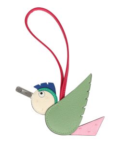 Hermes Birdy Charm Vert Criquet Bubblegum, Naturel, Menthe, Bleu France, Framboise Epsom Ostrich Chevre Mysore Swift Palladium Hardware