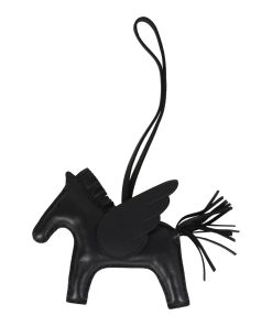 Hermes Pegase Rodeo Bag Charm MM So Black Milo Lambskin