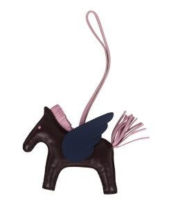 Hermes Pegase Rodeo Bag Charm MM Rouge Sellier, Mauve Sylvestre and Bleu Saphir Milo Lambskin
