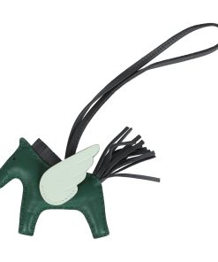 Hermes Pegase Rodeo Bag Charm PM Vert Moyen, Ardoise and Vert Peppermint Milo Lambskin