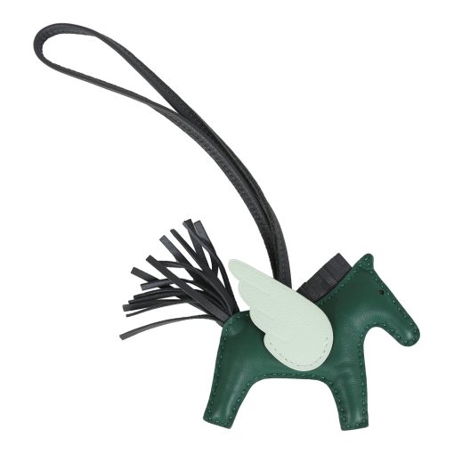 Hermes Pegase Rodeo Bag Charm PM Vert Moyen, Ardoise and Vert Peppermint Milo Lambskin - Image 2