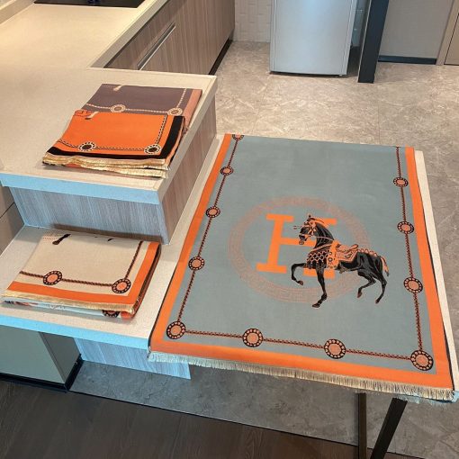 Hermes Cashmere Muffler Blue - Image 2