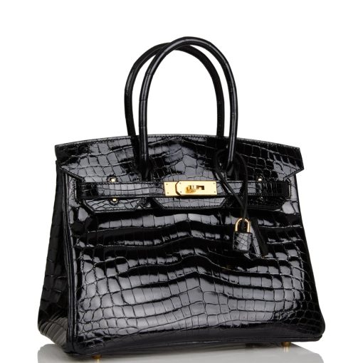 Hermes Birkin 30 Black Shiny Niloticus Gold Hardware - Image 2
