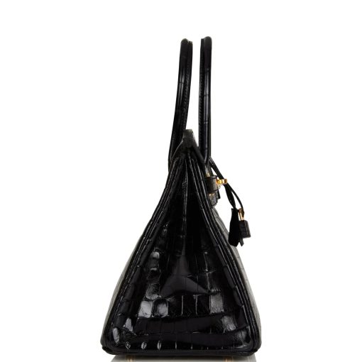Hermes Birkin 30 Black Shiny Niloticus Gold Hardware - Image 3