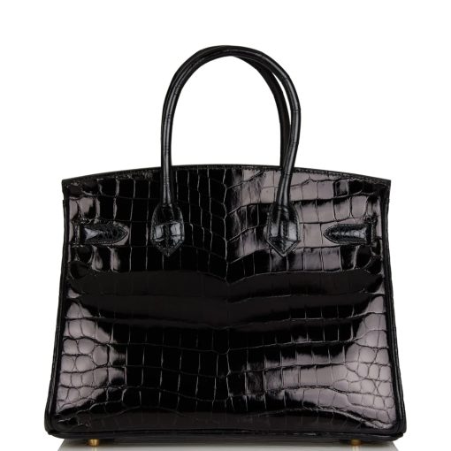 Hermes Birkin 30 Black Shiny Niloticus Gold Hardware - Image 4