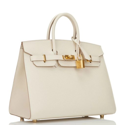 Hermes Birkin Sellier 25 Craie Epsom Gold Hardware - Image 2