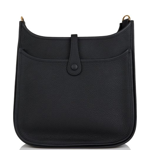 Hermes Evelyne Pm Black Clemence Gold Hardware - Image 4