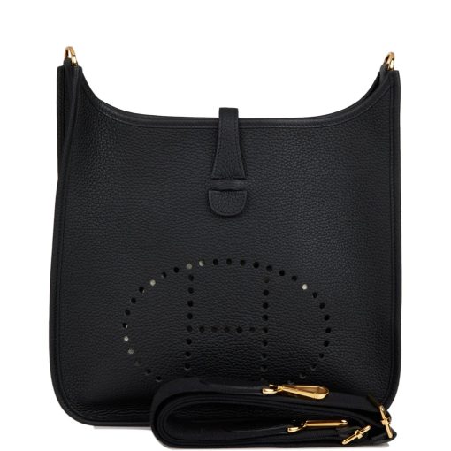 Hermes Evelyne Pm Black Clemence Gold Hardware - Image 8