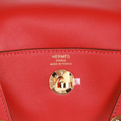 Hermes Mini Lindy Rouge Piment Swift Gold Hardware - Image 7