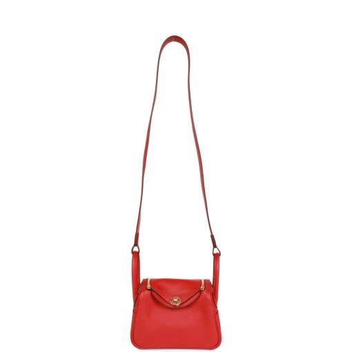 Hermes Mini Lindy Rouge Piment Swift Gold Hardware - Image 8
