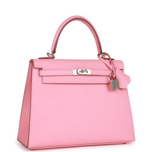 Hermes Kelly Sellier 25 Rose Confetti Epsom Palladium Hardware - Image 5