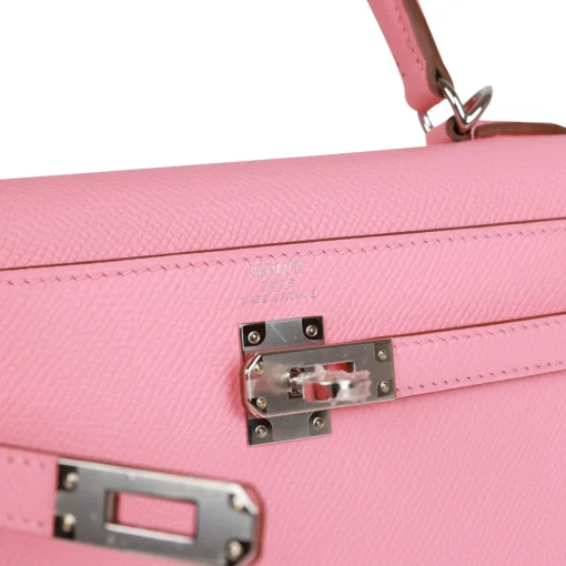 Hermes Kelly Sellier 25 Rose Confetti Epsom Palladium Hardware - Image 6
