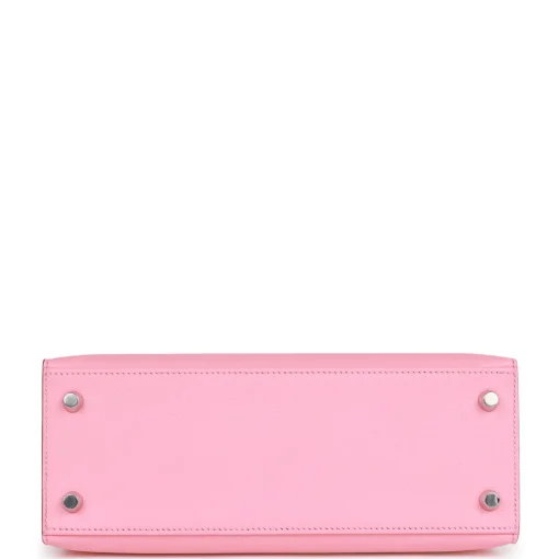Hermes Kelly Sellier 25 Rose Confetti Epsom Palladium Hardware - Image 7