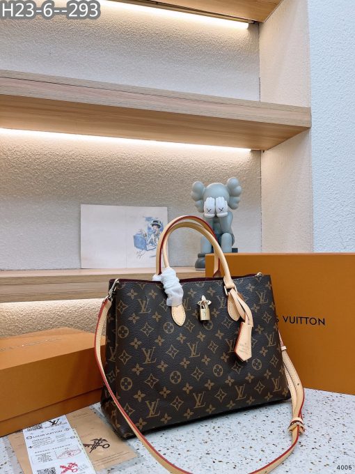 Louis Vuitton Flower Tote Bag Brown With Line Cream 34Cm - Image 2