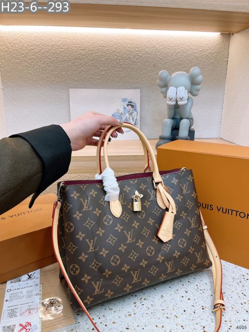 Louis Vuitton Flower Tote Bag Brown With Line Cream 34Cm - Image 4