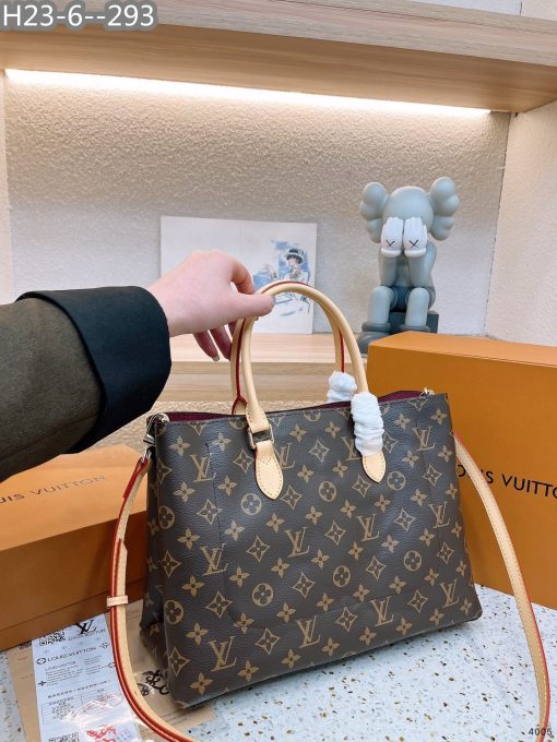 Louis Vuitton Flower Tote Bag Brown With Line Cream 34Cm - Image 5