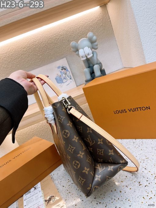 Louis Vuitton Flower Tote Bag Brown With Line Cream 34Cm - Image 6