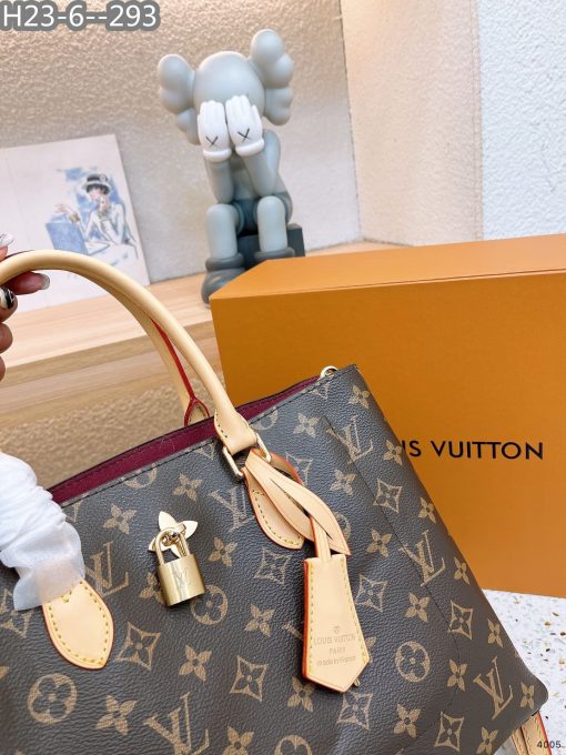 Louis Vuitton Flower Tote Bag Brown With Line Cream 34Cm - Image 9