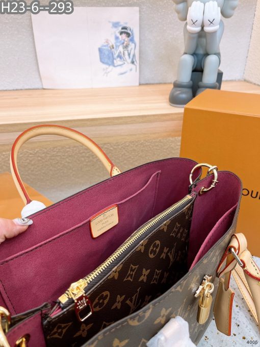 Louis Vuitton Flower Tote Bag Brown With Line Cream 34Cm - Image 10