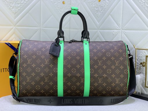 Louis Vuitton Keepall Bandouliere 50 Brown And Mint Line Macassar Canvas M46259 - Image 10