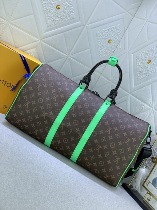 Louis Vuitton Keepall Bandouliere 50 Brown And Mint Line Macassar Canvas M46259 - Image 8