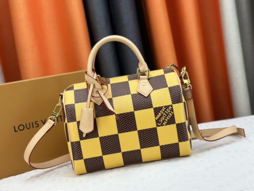 Louis Vuitton Speedy 25 Bandouliere Damier Pop Yellow 25Cm N40584 - Image 10