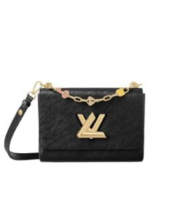 Louis Vuitton Twist Mm Bags Epi Leather Lock Chain Black 23Cm